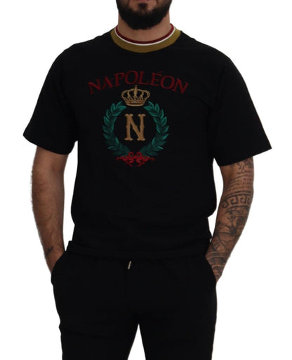 Dolce &amp; Gabbana Iconic Black Cotton T-shirt med rund hals