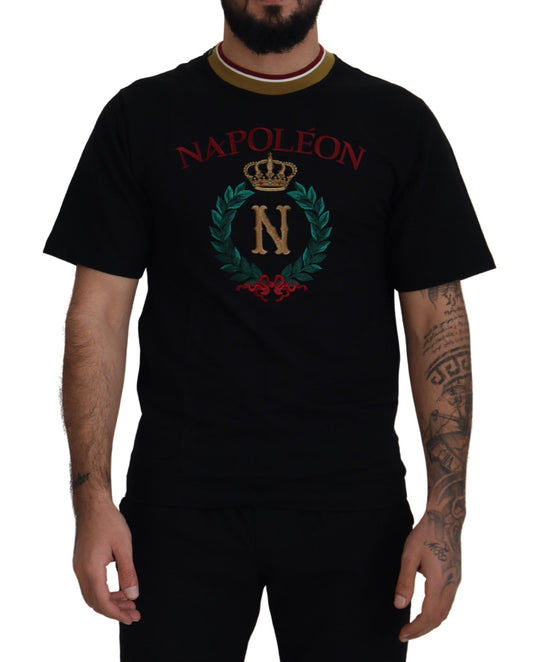 Dolce &amp; Gabbana Iconic Black Cotton T-shirt med rund hals