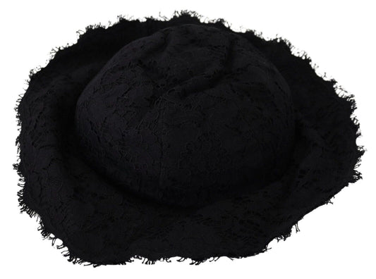 Elegante sombrero de diseño negro para el sol de Dolce &amp; Gabbana