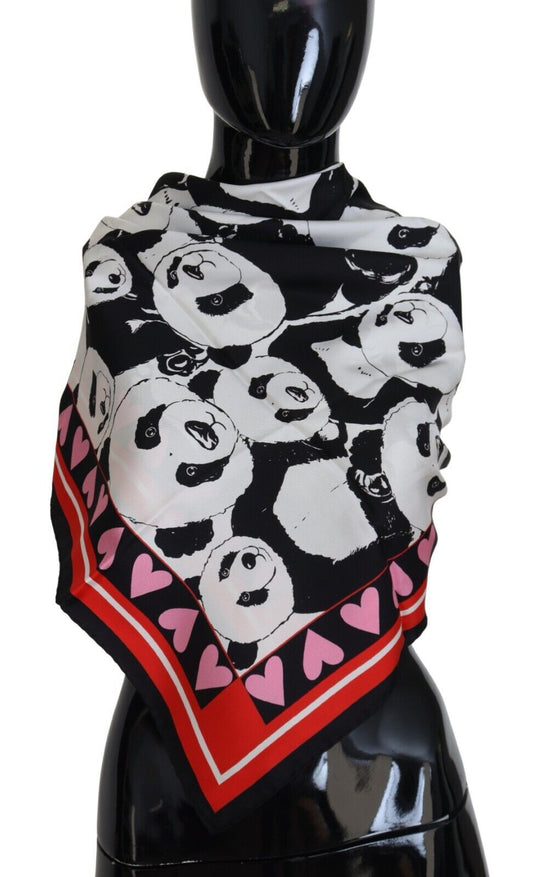 Dolce &amp; Gabbana Elegant Panda Print siden Scarf