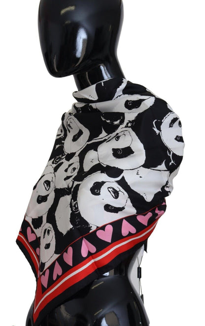 Dolce &amp; Gabbana Elegant Panda Print siden Scarf