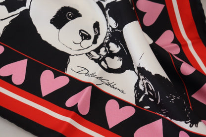 Dolce &amp; Gabbana Elegant Panda Print siden Scarf