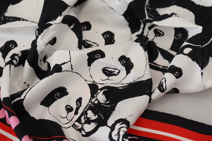 Dolce &amp; Gabbana Elegant Panda Print siden Scarf