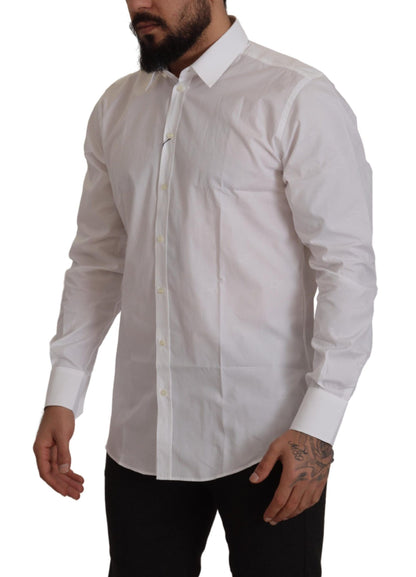 Dolce &amp; Gabbana Elegant Slim Fit White Martini Dress Shirt