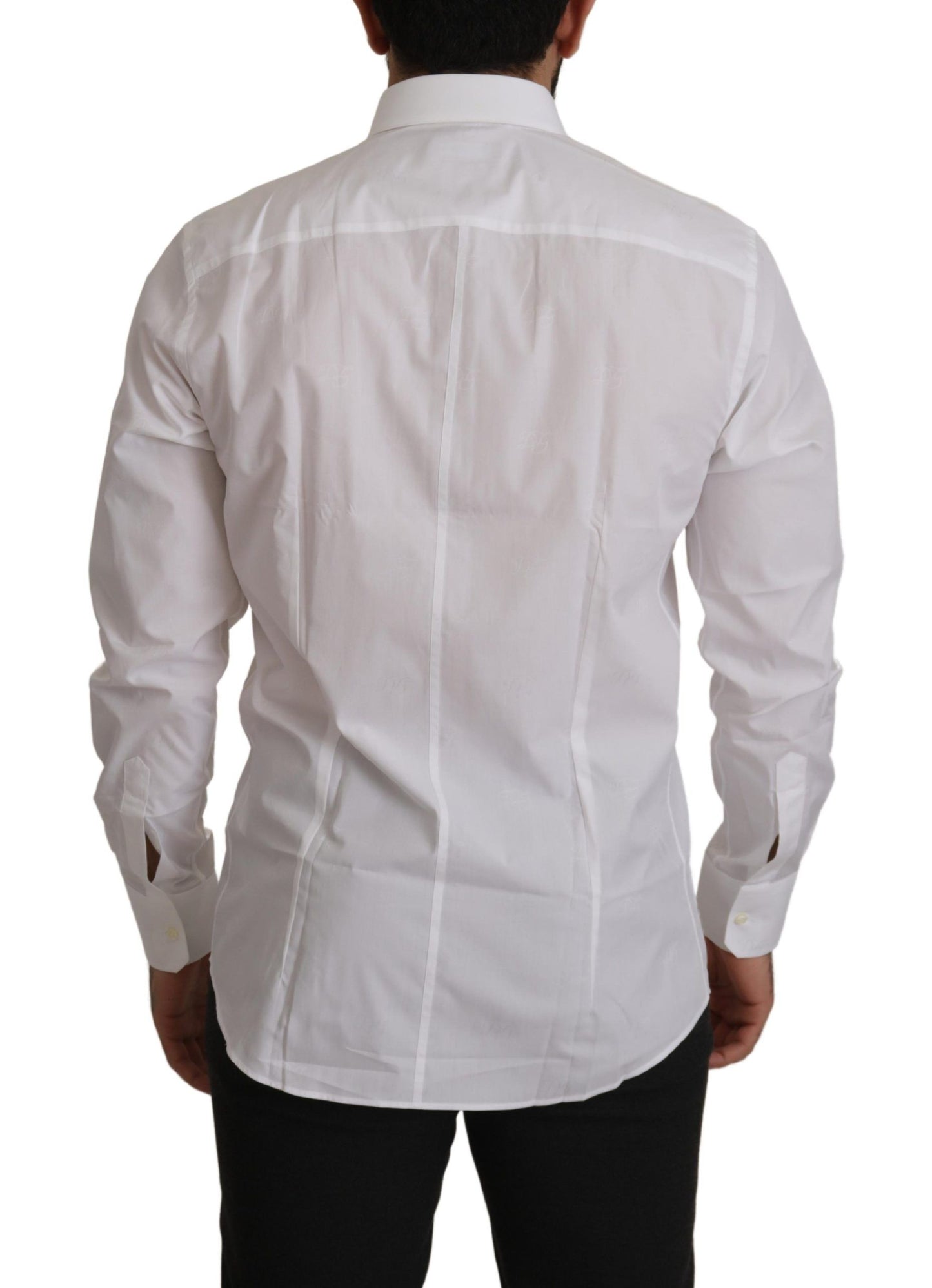 Dolce &amp; Gabbana Elegant Slim Fit White Martini Dress Shirt