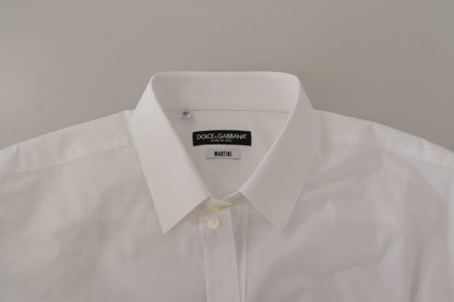 Dolce &amp; Gabbana Elegant Slim Fit White Martini Dress Shirt