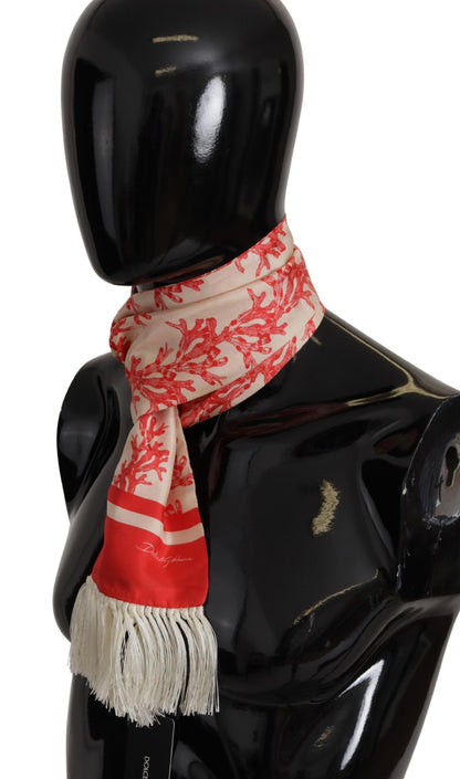 Dolce &amp; Gabbana elegant sidenscarf för män - Röd koralltryck