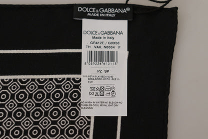 Dolce &amp; Gabbana elegant svart geometrisk scarf i siden för män