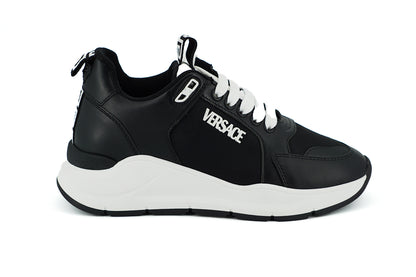 Versace Elegant Monokrom Läder Sneakers