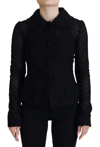 Dolce &amp; Gabbana Elegant Black Wool Blend Button Down Jacket