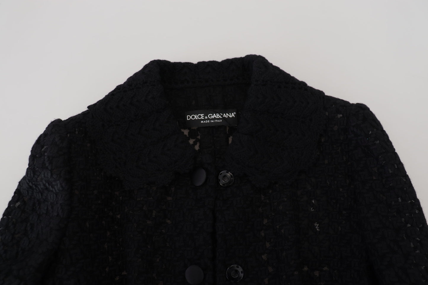 Dolce &amp; Gabbana Elegant Black Wool Blend Button Down Jacket