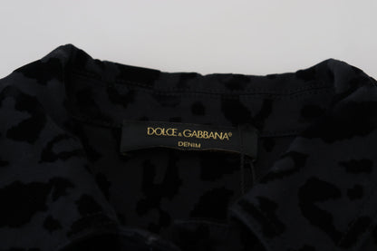 Dolce & Gabbana Chic Leopard Pattern Denim Jacket