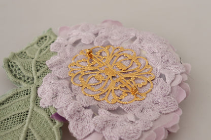 Broche elegante de mezcla de seda con flores moradas de Dolce &amp; Gabbana