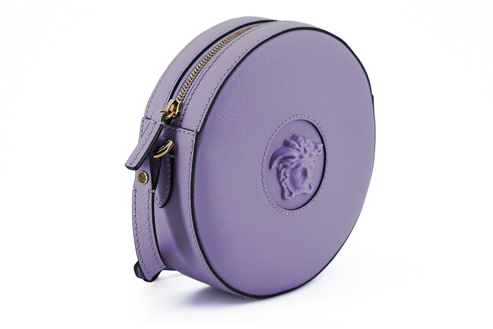 Bolso de hombro redondo elegante de color morado de Versace