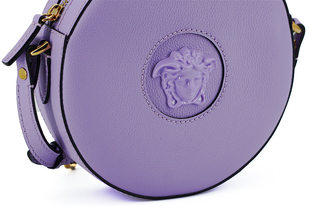 Bolso de hombro redondo elegante de color morado de Versace