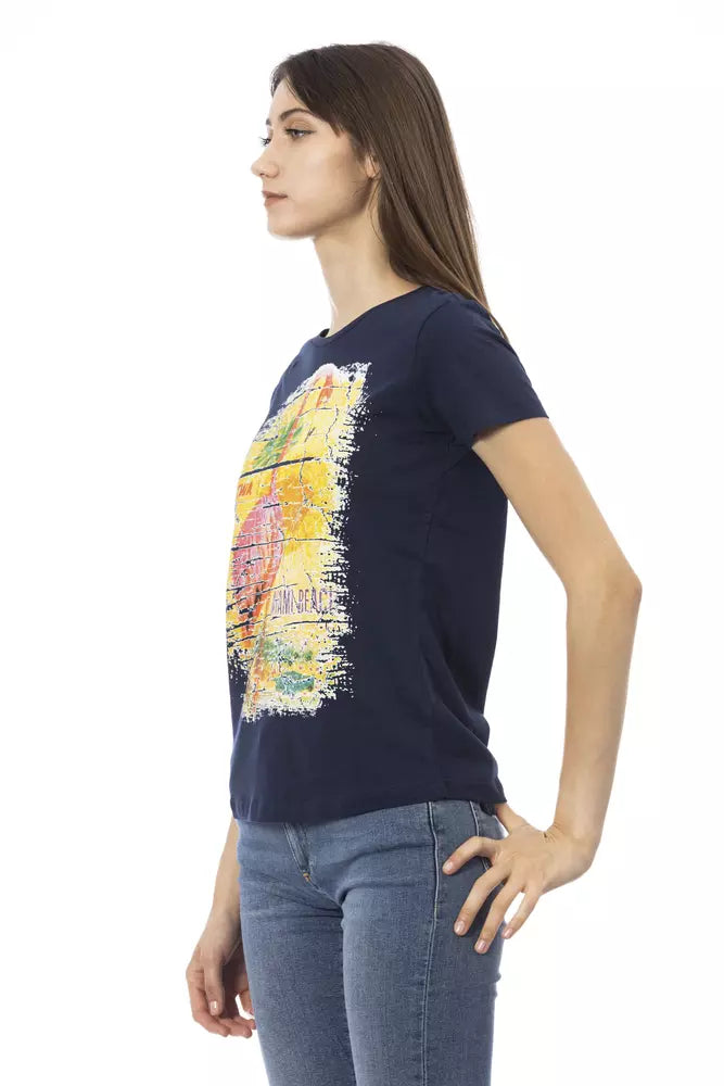 Trussardi Action Chic Blå Kortärmad T-shirt med rund hals