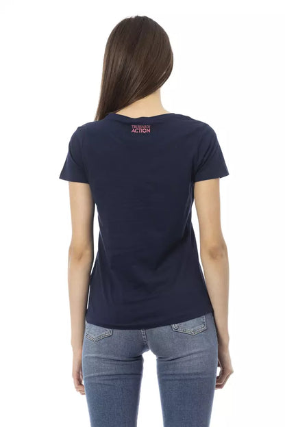 Trussardi Action Chic Blå Kortärmad T-shirt med rund hals