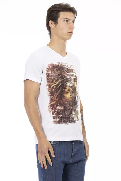 Trussardi Action Elegant V-ringad T-shirt med elegant fronttryck