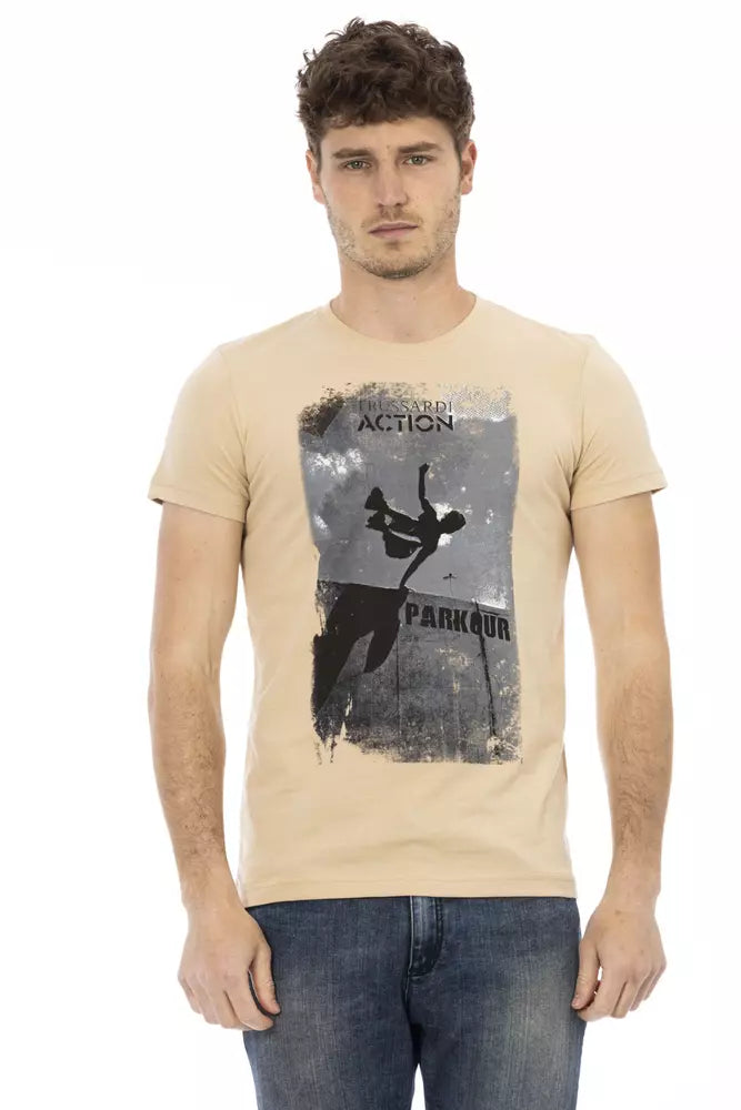 Camiseta de algodón beige para hombre Trussardi Action