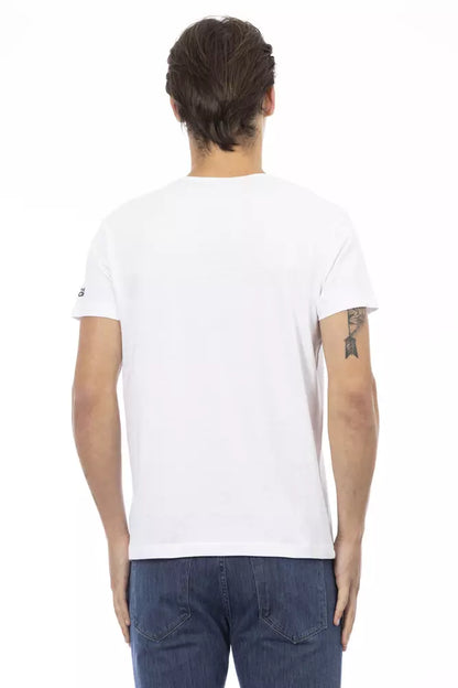 Trussardi Action Elegant V-ringad T-shirt med elegant fronttryck