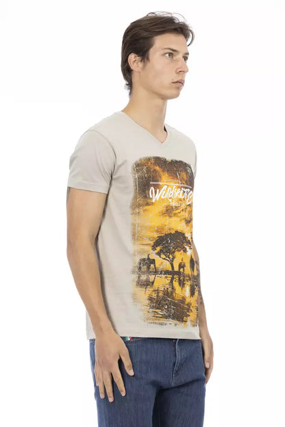 Camiseta de algodón beige para hombre Trussardi Action