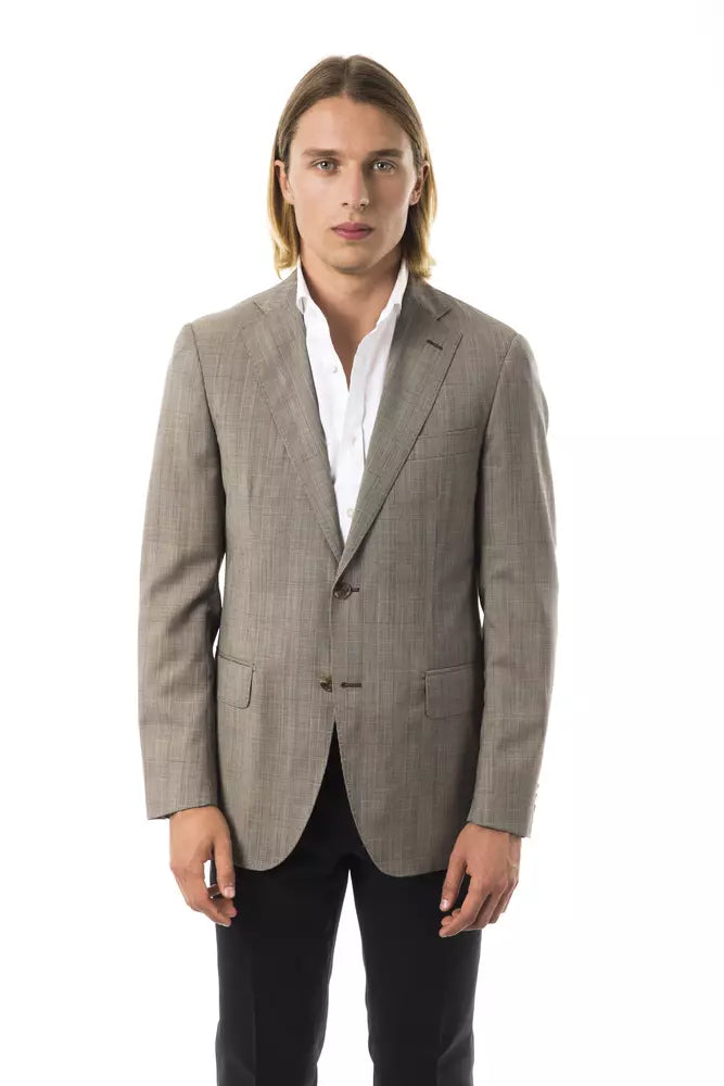 Uominitaliani Grey Wool Men Blazer