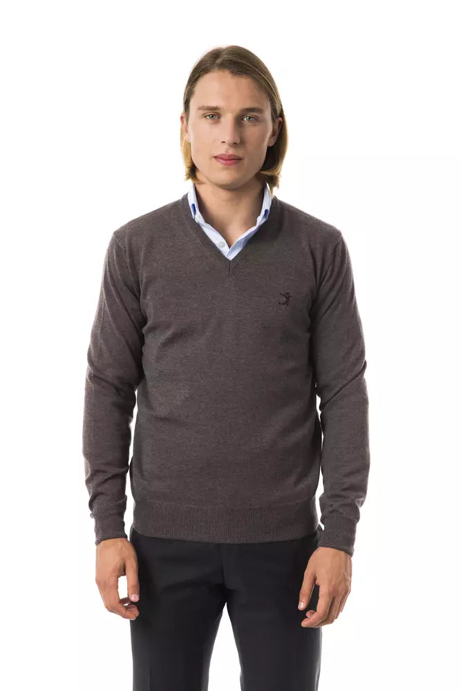 Uominitaliani Jersey gris de lana merino para hombre