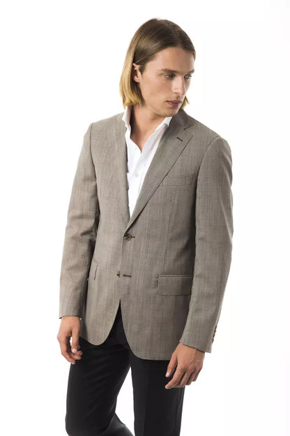 Uominitaliani Grey Wool Men Blazer