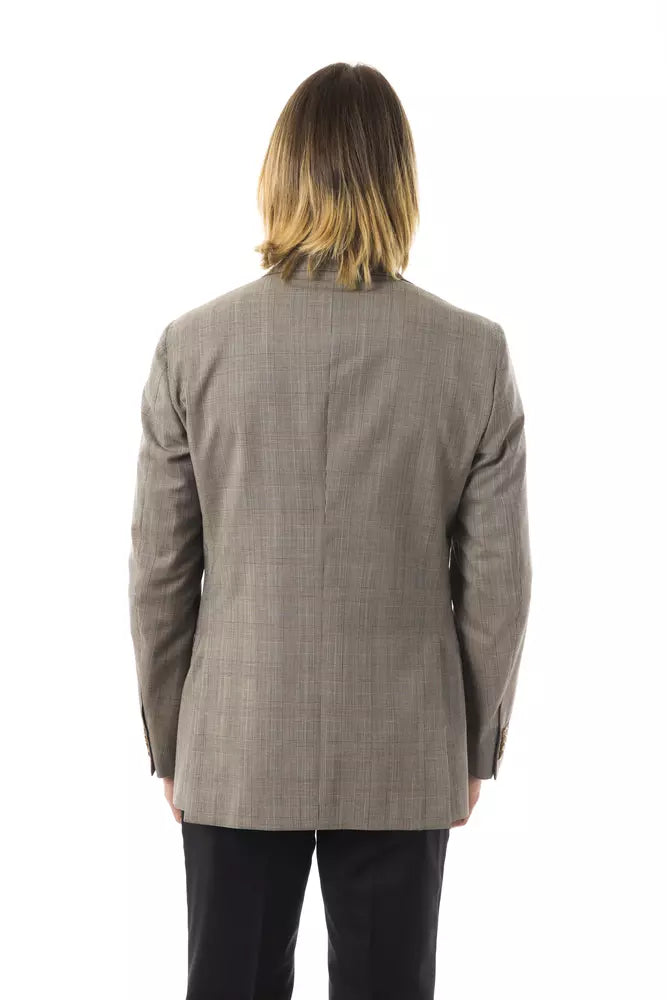 Uominitaliani Grey Wool Men Blazer