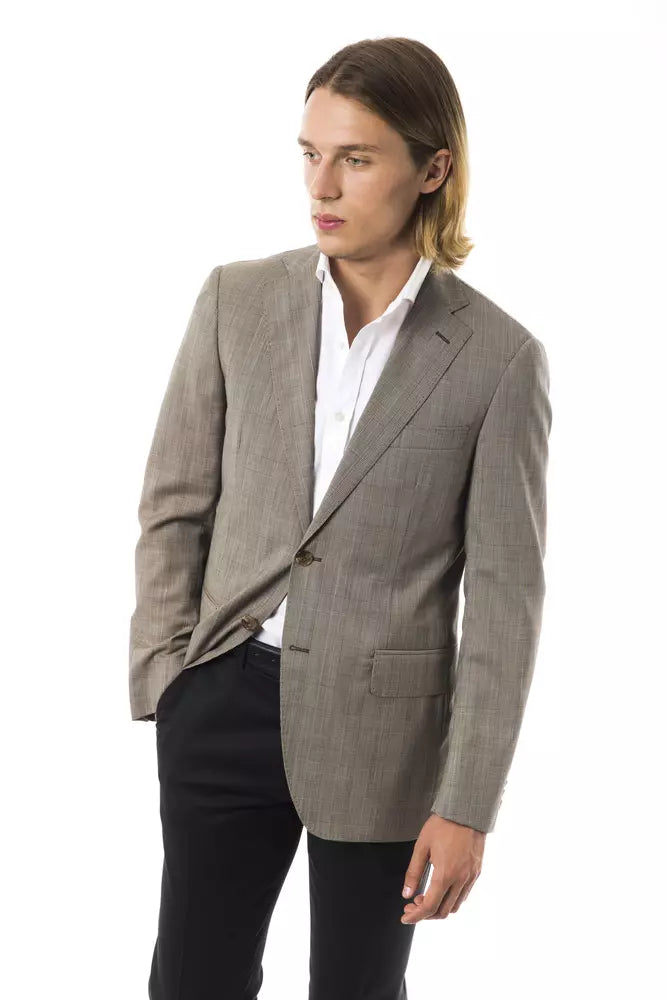 Uominitaliani Grey Wool Men Blazer