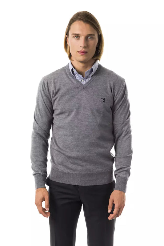 Uominitaliani Jersey gris de lana merino para hombre