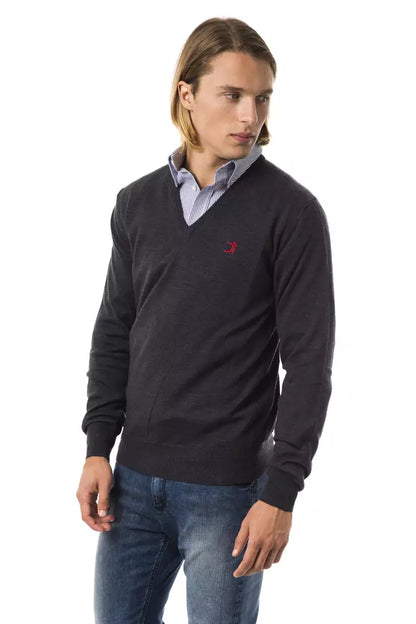 Uominitaliani Jersey gris de lana merino para hombre