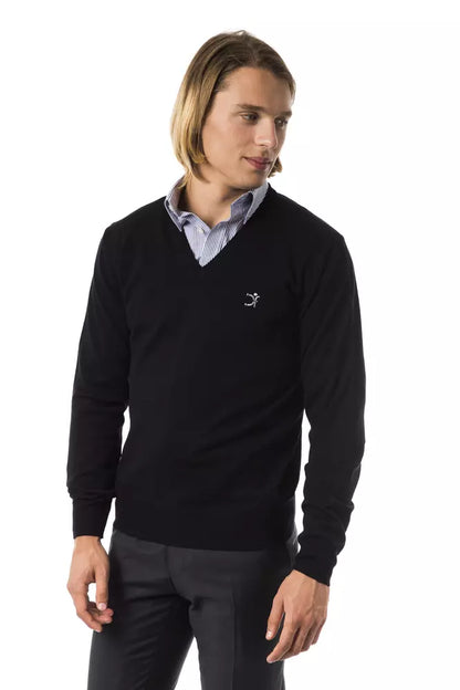 Uominitaliani Jersey negro de lana merino para hombre