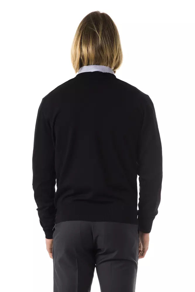 Uominitaliani Jersey negro de lana merino para hombre