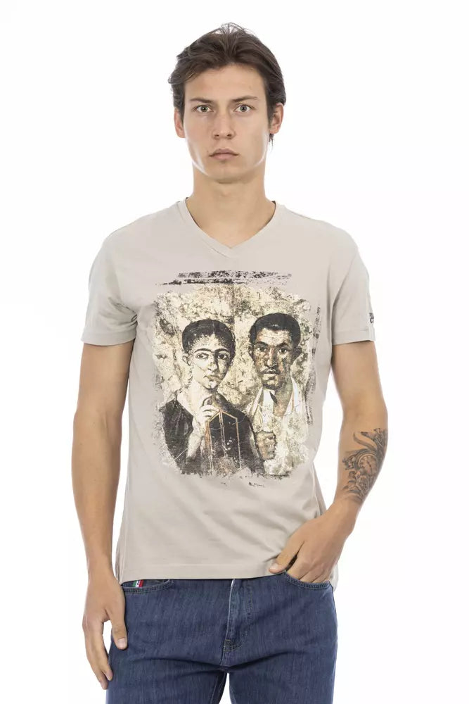 Camiseta de algodón beige para hombre Trussardi Action