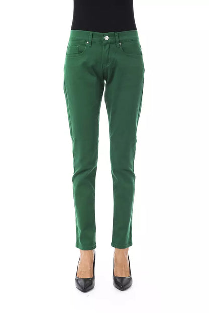 Pantalón ajustado de algodón verde para mujer BYBLOS