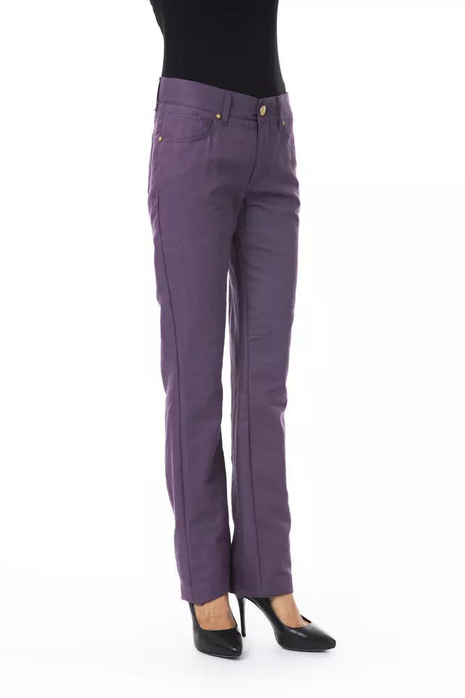 Pantalones de mujer de algodón morado BYBLOS