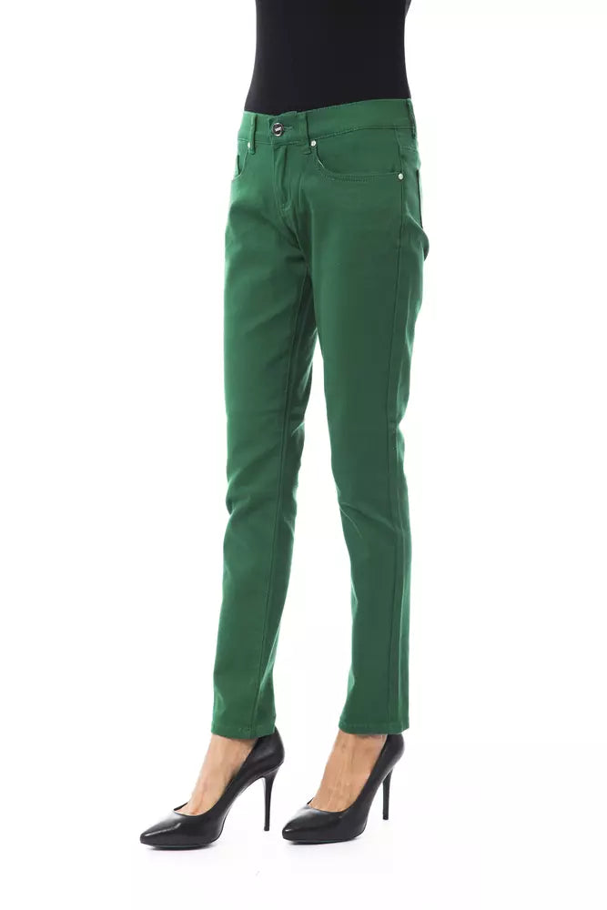 Pantalón ajustado de algodón verde para mujer BYBLOS