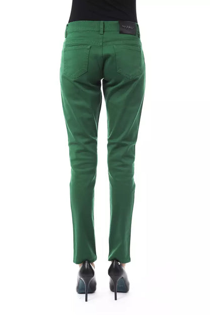 Pantalón ajustado de algodón verde para mujer BYBLOS