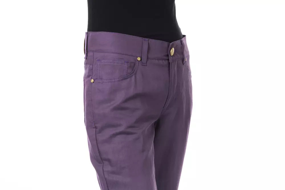 Pantalones de mujer de algodón morado BYBLOS