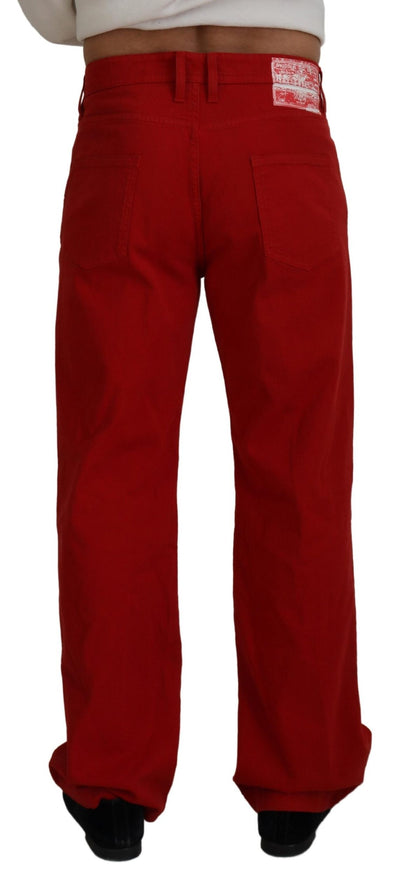 Dolce &amp; Gabbana Chic Red Cotton Denim Byxor