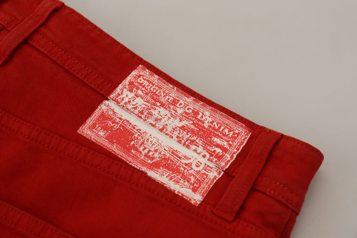 Dolce &amp; Gabbana Chic Red Cotton Denim Byxor