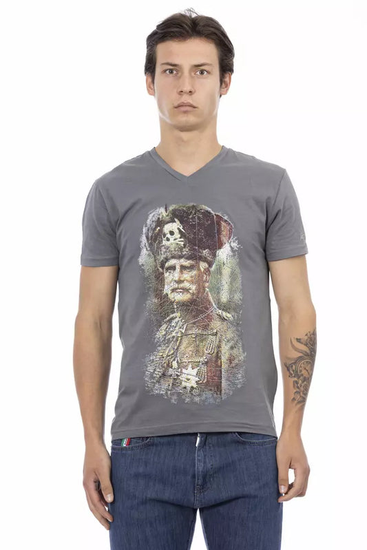 Camiseta de algodón gris Trussardi Action para hombre