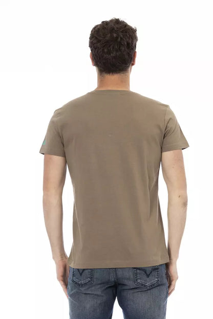 Camiseta de cuello en V de algodón marrón para hombre Trussardi Action