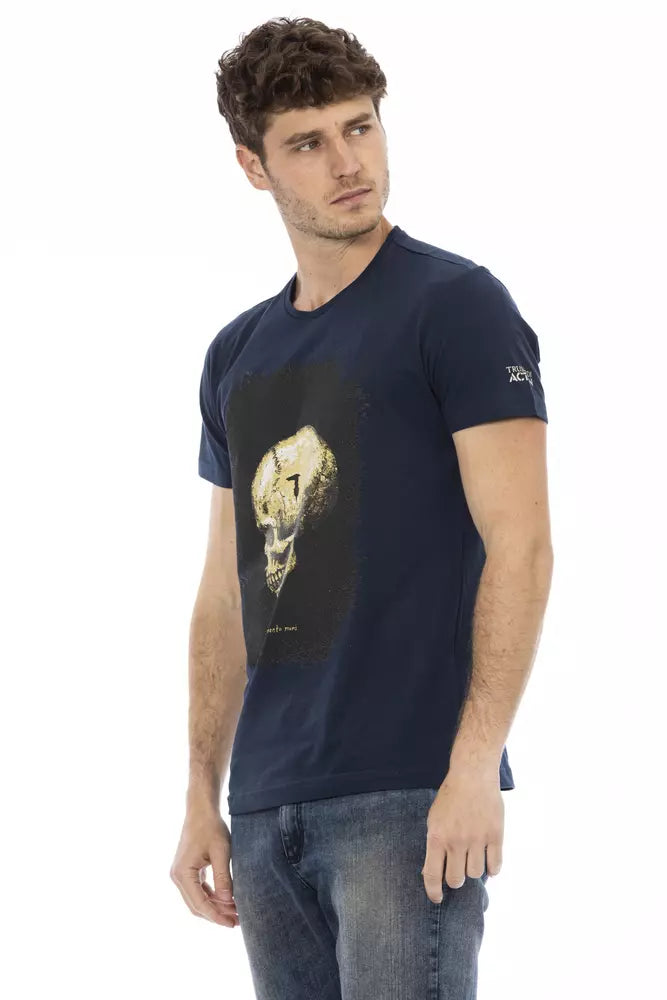 Camiseta de algodón azul Trussardi Action para hombre