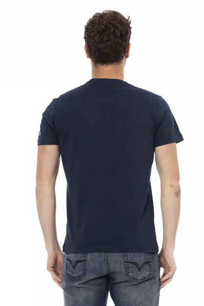 Camiseta de algodón azul Trussardi Action para hombre