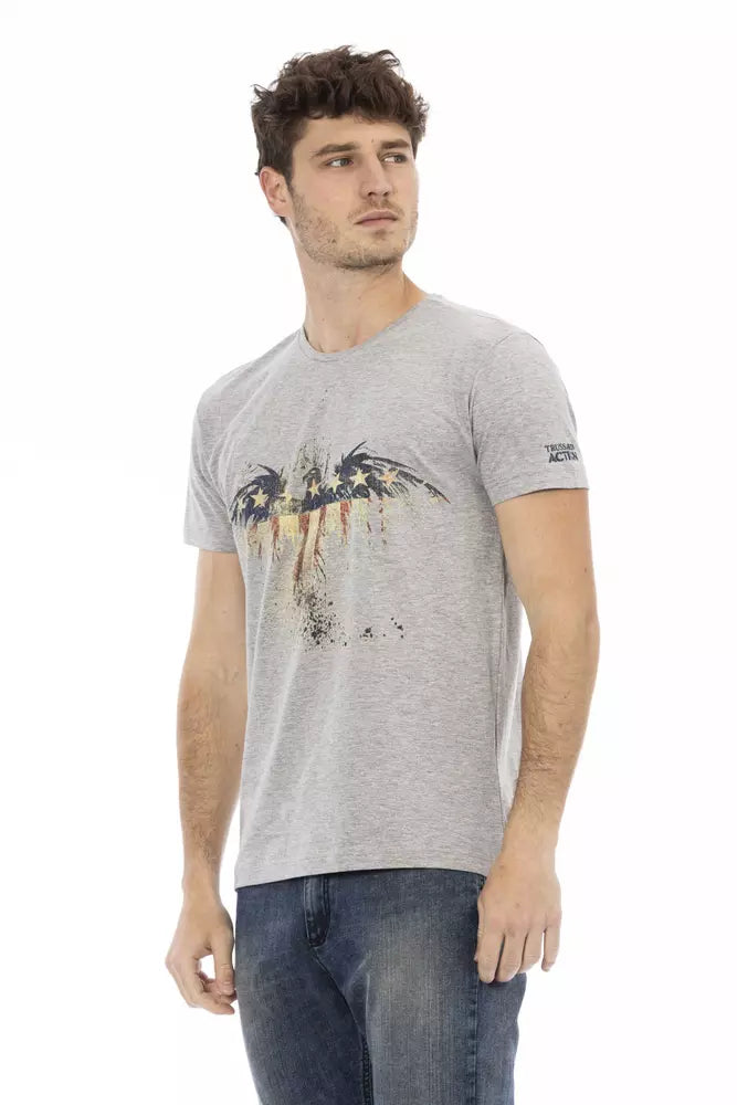 Camiseta de algodón gris Trussardi Action para hombre