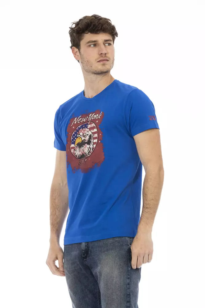 Camiseta de algodón azul Trussardi Action para hombre