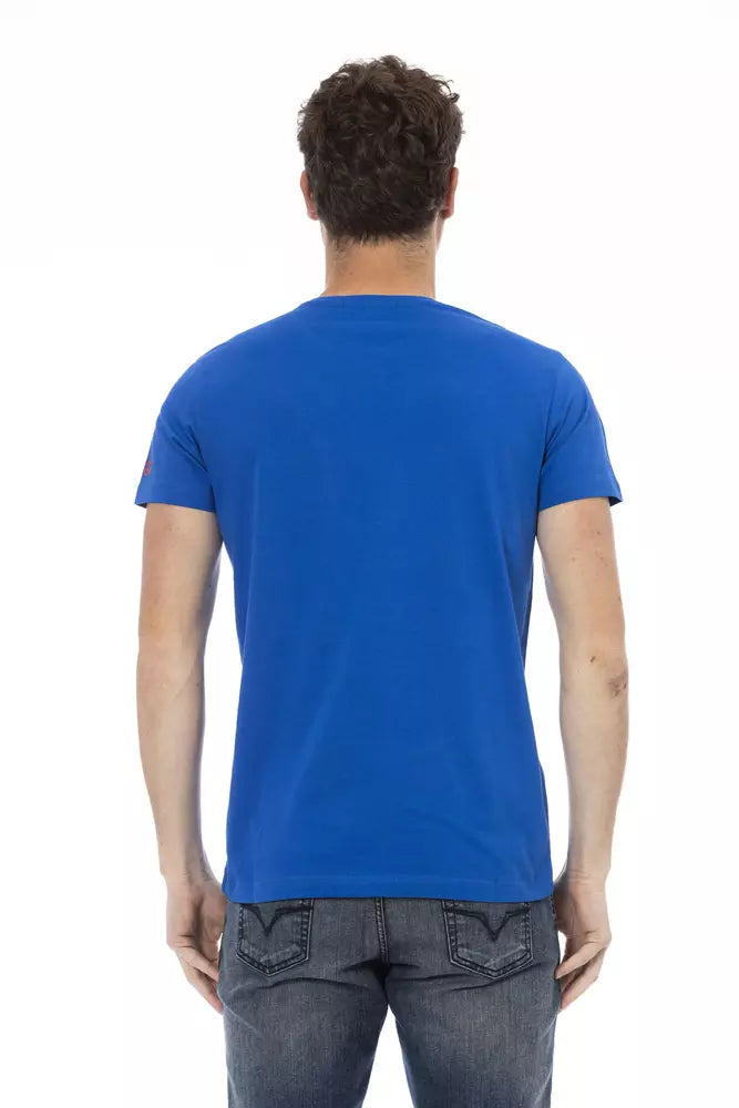 Camiseta de algodón azul Trussardi Action para hombre