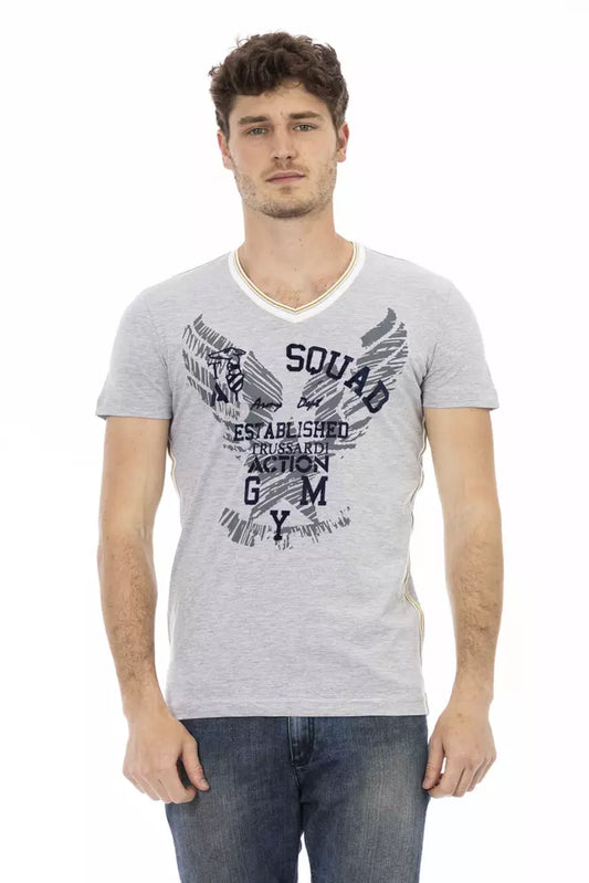 Camiseta de algodón gris Trussardi Action para hombre